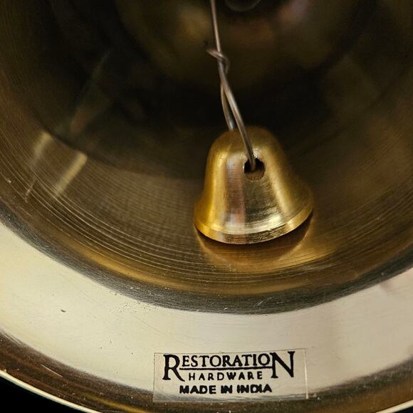 Restoration Hardware Solid Brass Christmas Bell Ornament Made in India - Picture 6 of 6